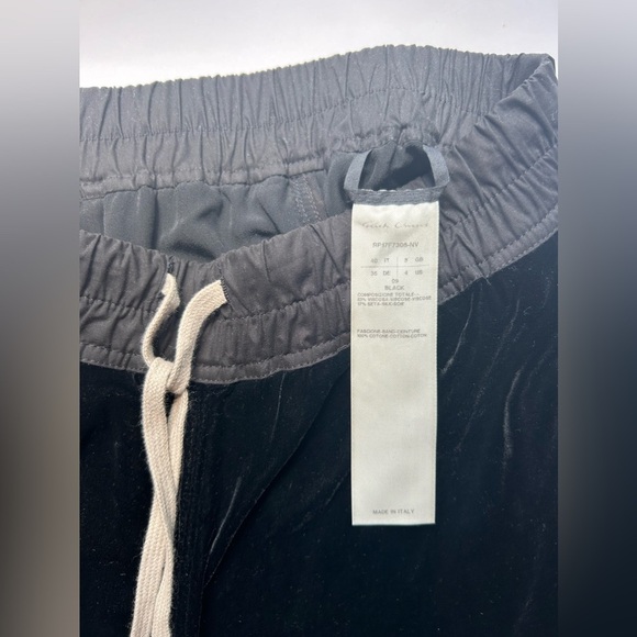 Rick Owens black velvet joggers cropped drop-crotch trousers isize 4 - Picture 6 of 10